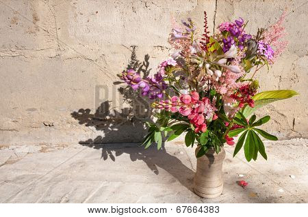 still life bouquet with lupines