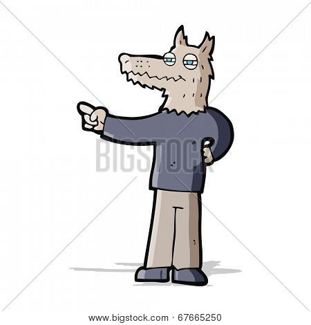 cartoon pointing wolf man