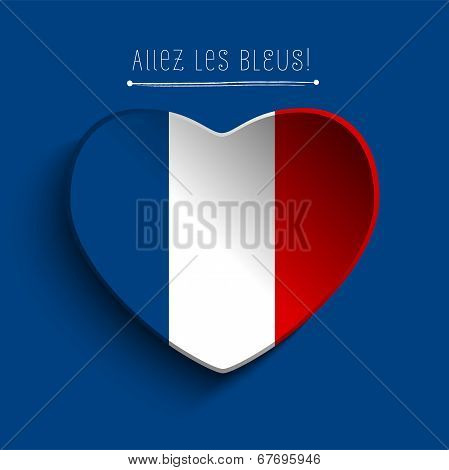 France Flag Heart Paper Sticker