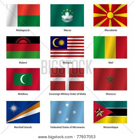 Set  Flags of world sovereign states. Vector illustration.