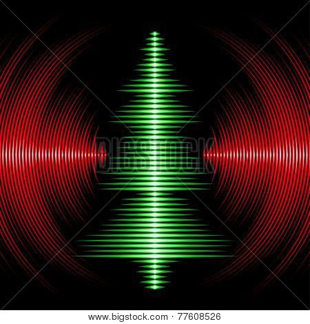 Musical christmas tree card with vinyl grooves