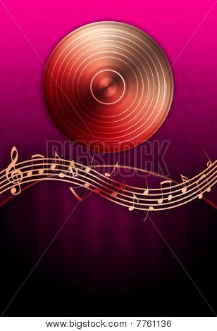 Disco de vinil & notas de música