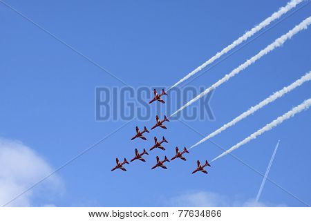 Nine Red Suisse stunt planes