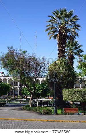 Plaza de Armas (Main Square) in Arequipa, Peru