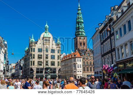Tourists In Copenhagen In Denmark