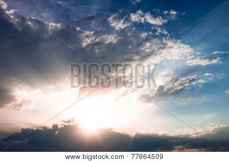 Cloudscape With Sun And Clouds