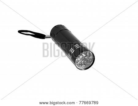 Black Flashlight On White Blackground