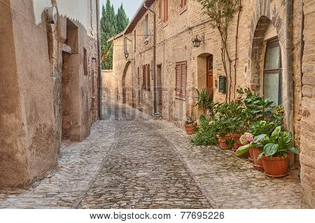 old alley in Montefalco, Umbria, Italy