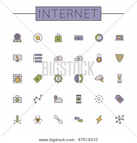 Vector Colored Internet Line Icons