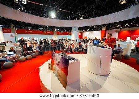 COLOGNE, GERMANY - SEPTEMBER 19, 2014: Photokina Exhibition interior. The Photokina is the world's largest trade fair for the photographic and imaging industries