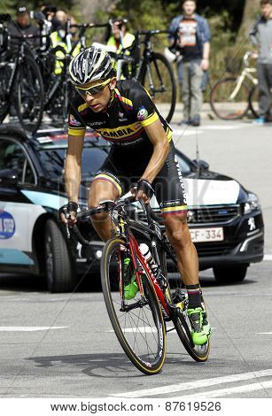 BARCELONA - MARCH, 29: Walter Pedraza of Colombia Team rides during the Tour of Catalonia cycling race through the streets of Monjuich mountain in Barcelona on March 29, 2015