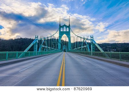 St. John's Bridge In Portland Oregon, Usa