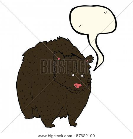 huge black bear cartoon with speech bubble