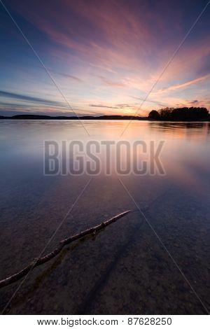 Long Exposure Lake At Sunset