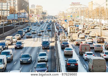 Traffic On Leningradskoye Shosse In Spring