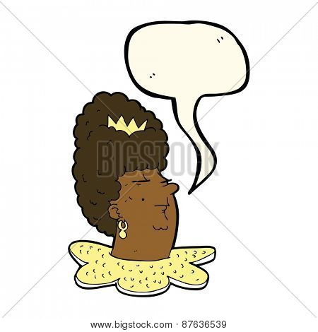 cartoon queen head with speech bubble