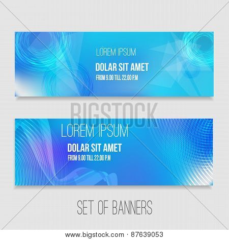 Vector set of abstract technology banners with modern background. EPS10