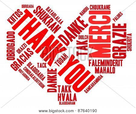 Heart Shaped Thank You Word Cloud