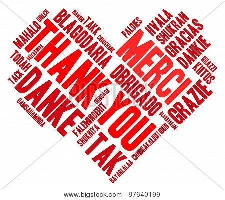Heart Shaped Thank You Word Cloud