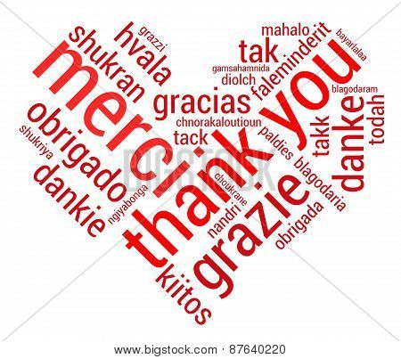 Heart Shaped Thank You Word Cloud