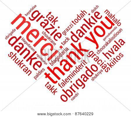 Heart Shaped Thank You Word Cloud