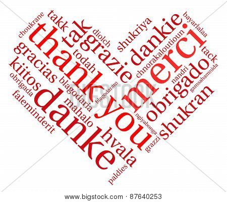 Heart Shaped Thank You Word Cloud