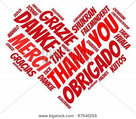 Heart Shaped Thank You Word Cloud