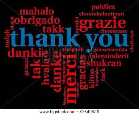 Heart Shaped Thank You Word Cloud