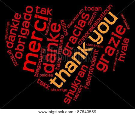 Heart Shaped Thank You Word Cloud