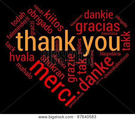 Heart Shaped Thank You Word Cloud
