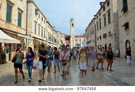 Tourists shopping  in the Stradun Dubrovnik