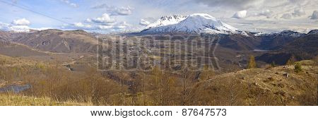 Mt. St. Helen's Panoramic View With Dramatic Skies
