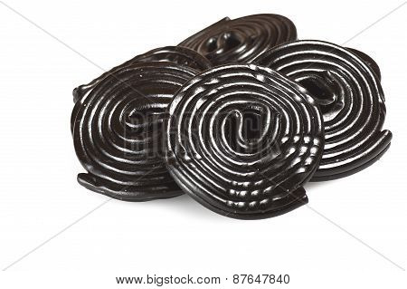 Liqorice wheels candies