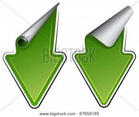 green label with a curved side