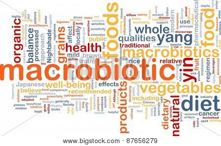 Background text pattern concept wordcloud illustration of macrobiotic diet