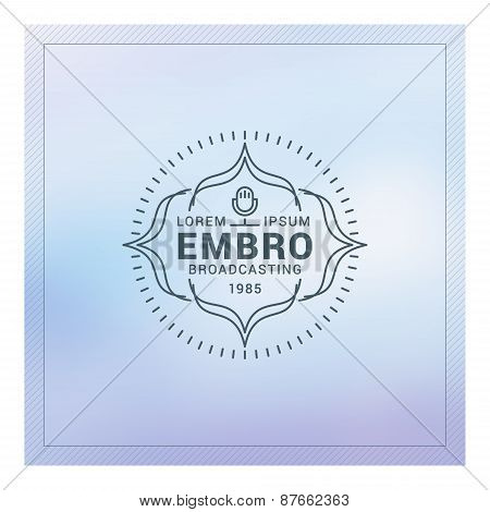 Hipster Vintage Label, Logotype, Badge For Your Business. Thin Line Design Template On Blurred Backg
