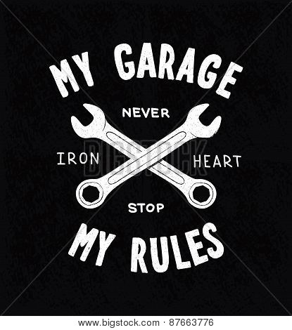 Vintage typographic biker or auto repair shop poster