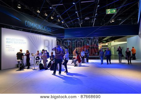 COLOGNE, GERMANY - SEPTEMBER 19, 2014: Photokina Exhibition interior. The Photokina is the world's largest trade fair for the photographic and imaging industries