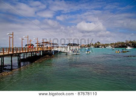 Sunny day in the port of beautiful Santa Cruz island, Galapagos