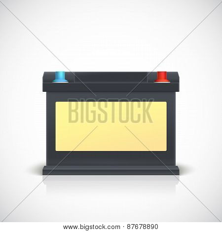 Car battery, front view.