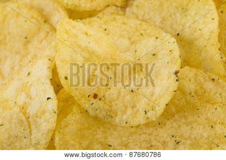 Prepared Potato Chips Snack Closeup View