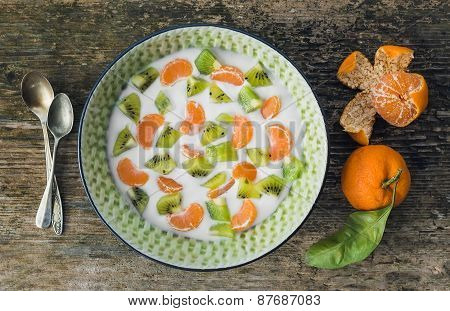 Fresh And Healthy Vegetarian Breakfast Set: A Bawl Of Yogurt Wit