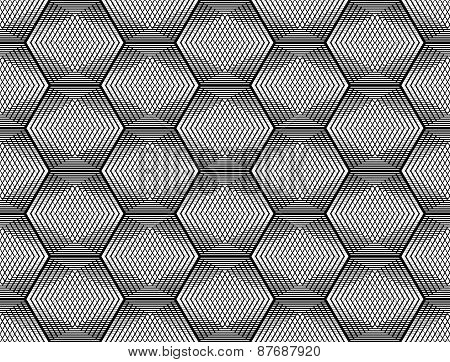 Design Seamless Monochrome Hexagon Geometric Pattern