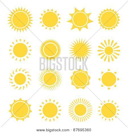 Sun icons collection.  illustration