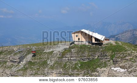 Cable Car And New Summit Station On The Chaeserrugg
