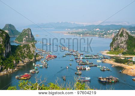 Seascape from high view in Halong bay, Vietnam