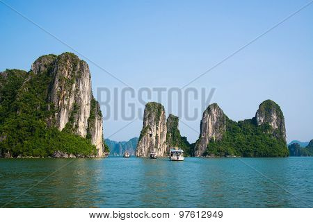 Beautiful seascape in Ha Long Bay, Vietnam.