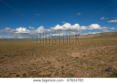 Mountains Steppe Sky Clouds