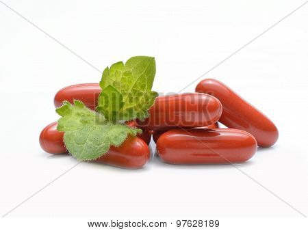 Echinacea pills isolated on white background