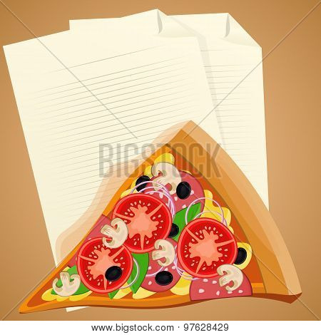 Pizza Slice With Check List. Lunch Break Concept